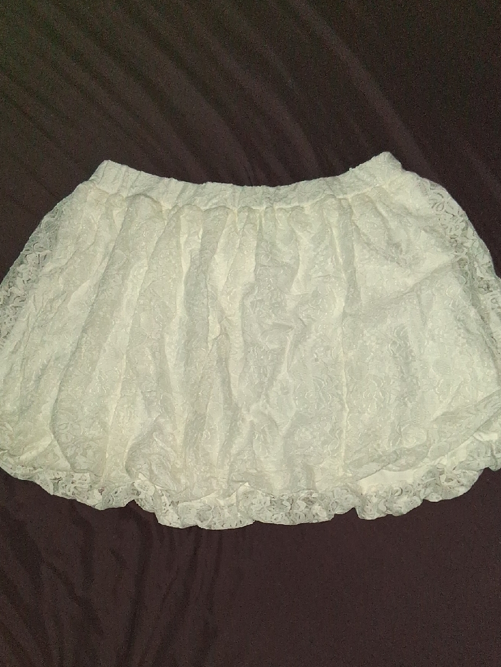 Ivory Lace Mini Skirt with Ruffled Hem